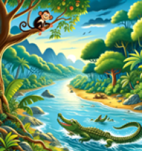 Image of Monkey and The Crocodile